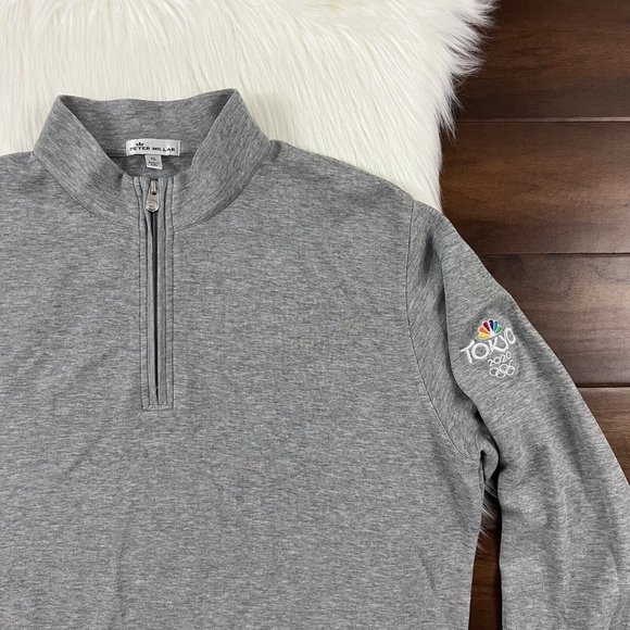 Peter Millar Size XL Gray 2020 Tokyo Olympics Quarter Zip Pullover Shirt - Picture 2 of 10